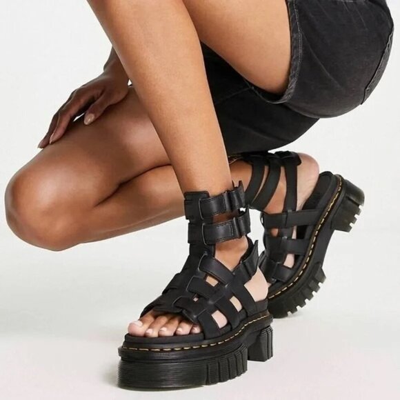 Doc Dr. Martens Ricki Gladiator Sandals US 6 EU 37 UK 4 New Black Leather Womens